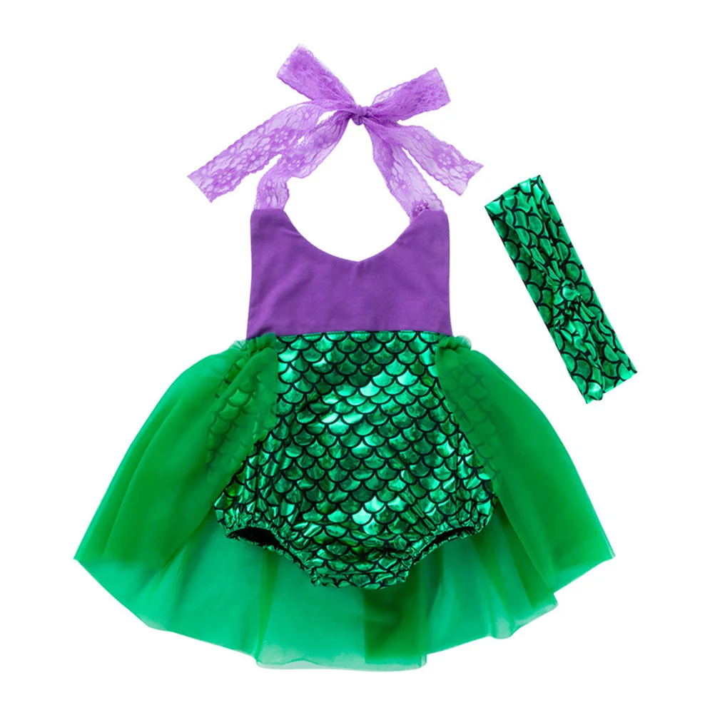 Girls Romper Mermaid Dress Lace Dropshipping Baby Summer Clothes Outfit