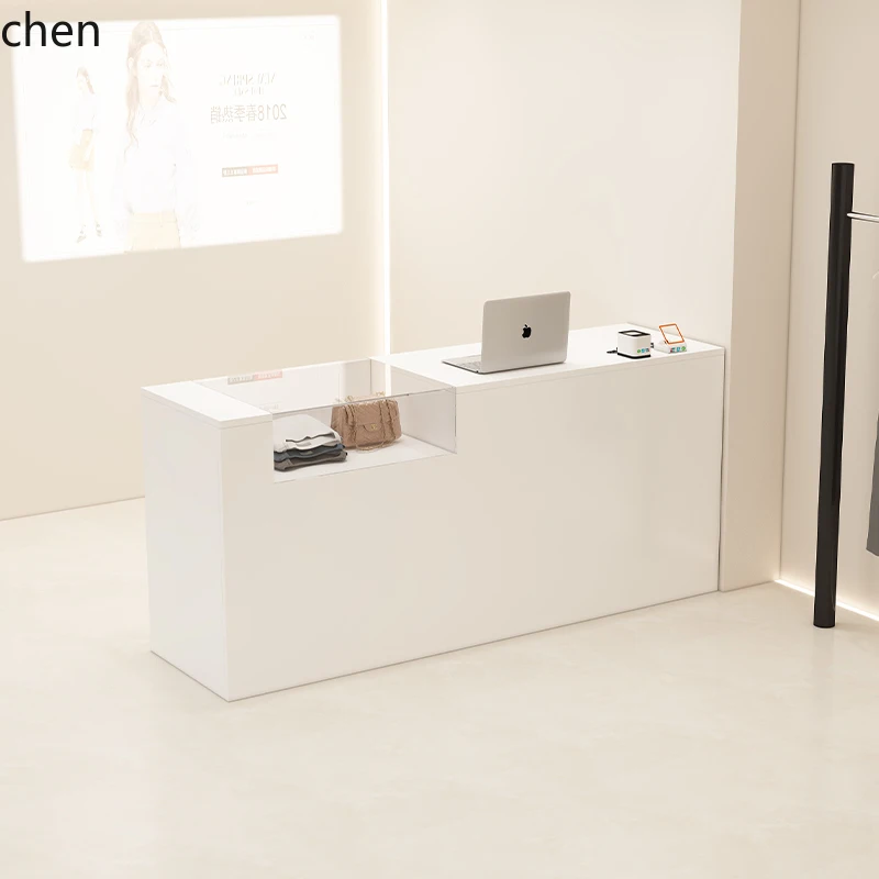 

D16- clothing store checkout page with glass bar store hair salon reception desk