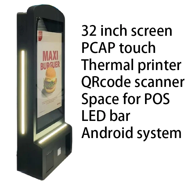 آلة كشك الطباعة التي تعمل باللمس مع دفع Qr الكل في واحد كشك الخدمة الذاتية للوجبات السريعة مع نقاط البيع والطباعة والمسح الضوئي #4