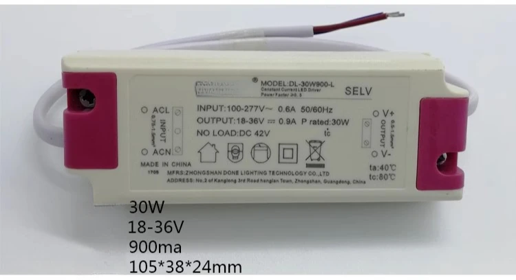

DL-30W900-L original LED power driver 30W 18-36V 900MA ballast tube/spotlight transformer DONE