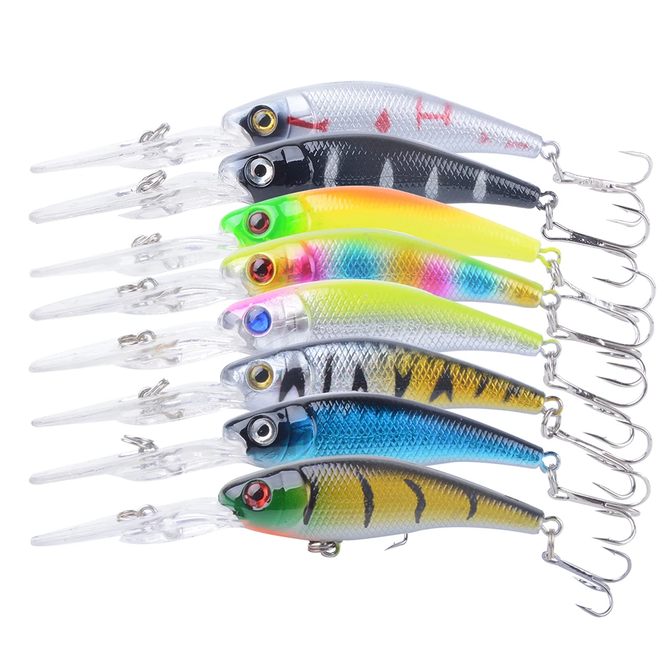 

8Pieces 9cm/7.6g Fishing Lure Minnow Wobbler Hard Baits Fishing lure Wobblers Tackle Bass Trout Bait Diving 0.5-2m 3D eyes