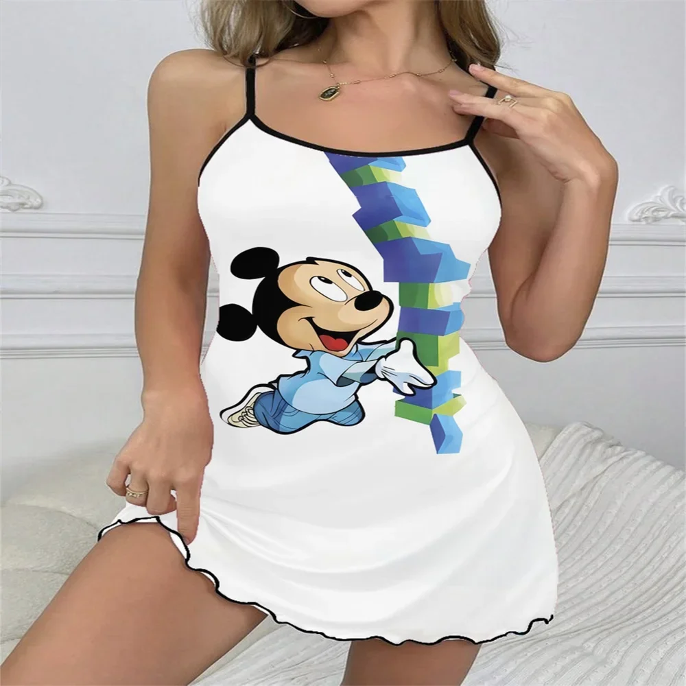 Sexy Chic Backless Suspender Dress for Women Cartoon Pattern Female Sleeveless Nightwear New Fashion Women's Summer Pajama