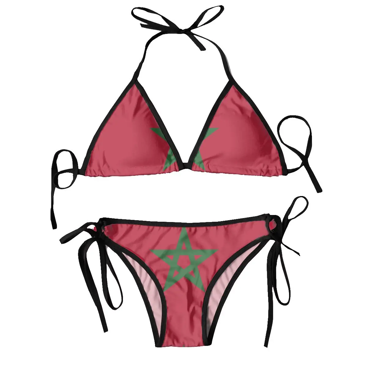 Bikini Femme 2024 Luxe Morocco Flag Two Piece Women's Set