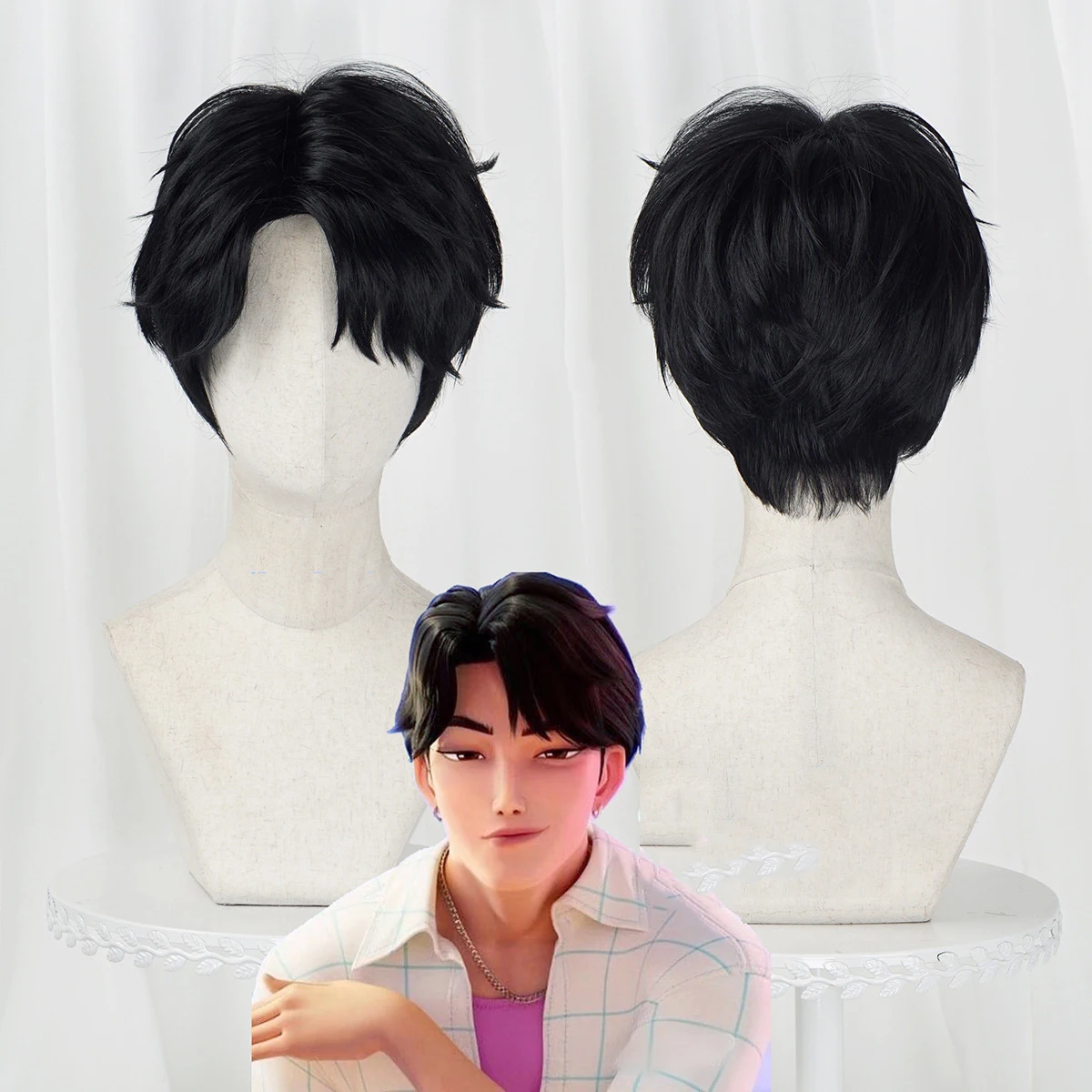

Saja Boys Cosplay Wig Jinu Wigs Anime KPop Demon Hunters Jinu Costume Wig Heat Resistant Synthetic Hair Halloween