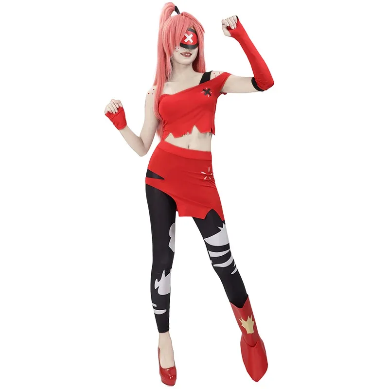 

DAZCOS Cherri cosplay costume, women's tight pants, gloves, eye masks, Halloween carnival party full set of costumes sf/1