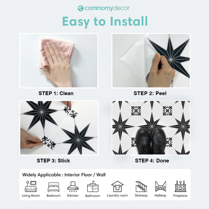 1pc/10pcs Floor Tile Sticker Self Adhesive Floor Sticker Vinyl Non-slip Floor Tile Sticker Wall Sticker Waterproof 20cm X 20cm