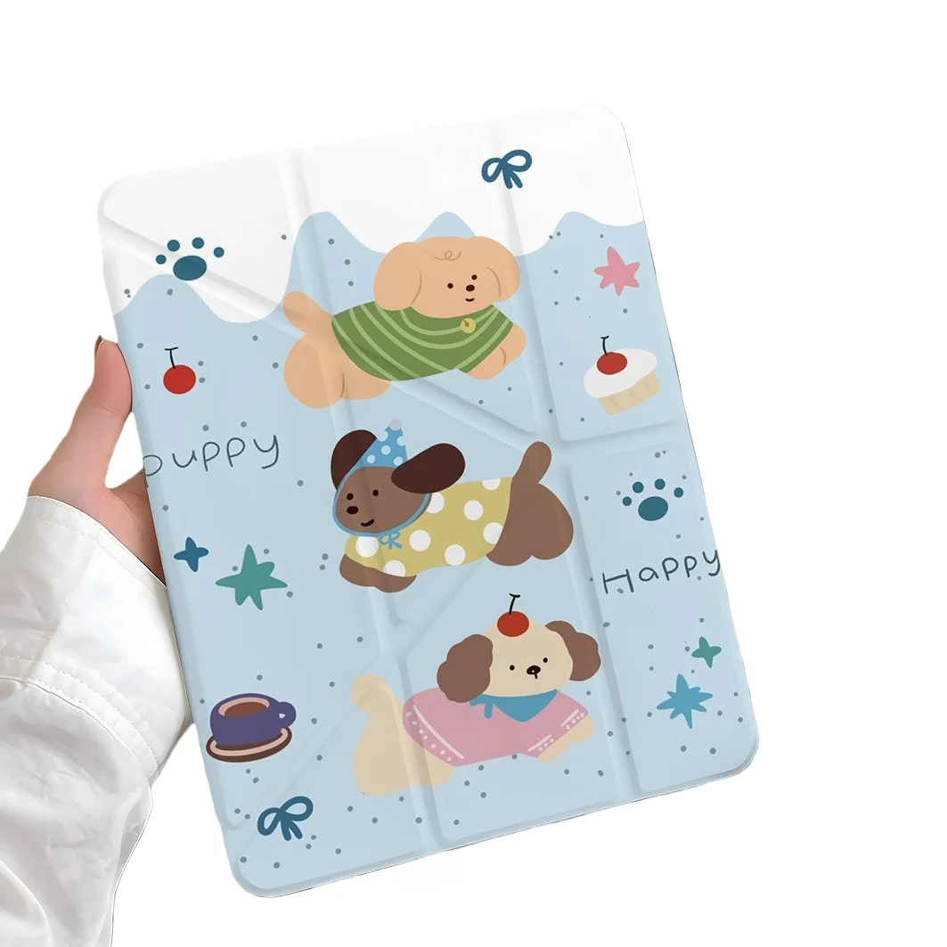 

Coffee Puppy Pen Slot Tablet Case For Mini7 6 iPad Pro 2024 2022 2021 2020 2019 2018 2017 11 10 9 8 7 6 5 Air7 6 5 4 3 2 1 Cover
