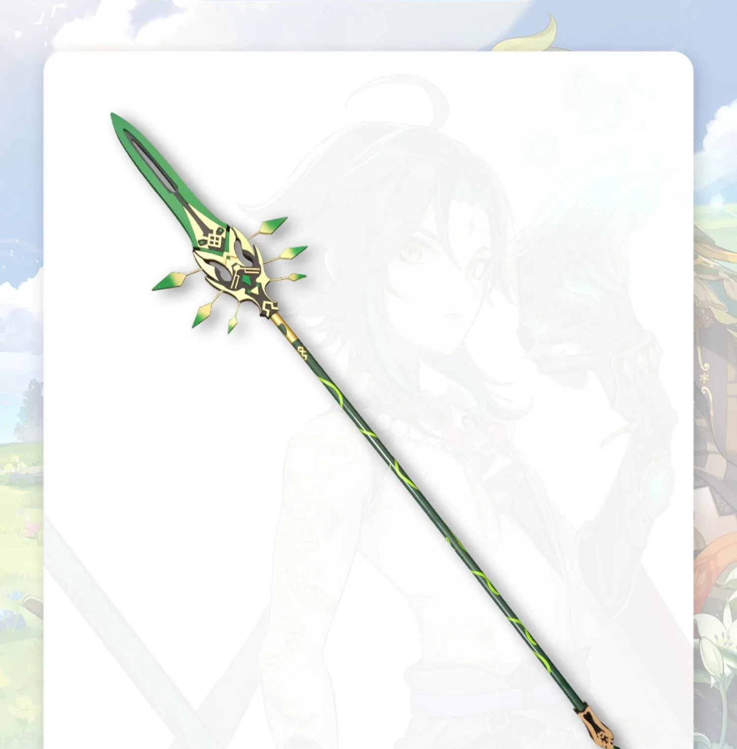 Xiao Props Primordial Jade Winged-Spear Game Genshin Impact Cosplay Halloween Carnival Replica Prop Anime Show
