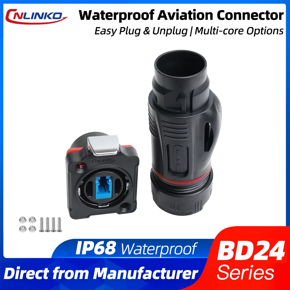 CNLINKO BD24 PBT Waterproof LC Fiber Connector Single Mode Dual Pin Fiber Optical Connector for FTTH Network & Telecom Projects