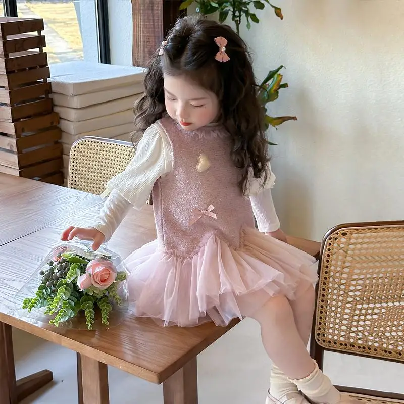 子供用おとぎ話ドレスセットキラキラフィッシュテールスカートツーピーススーツ春コレクション女の子明るいスパンコールドレス