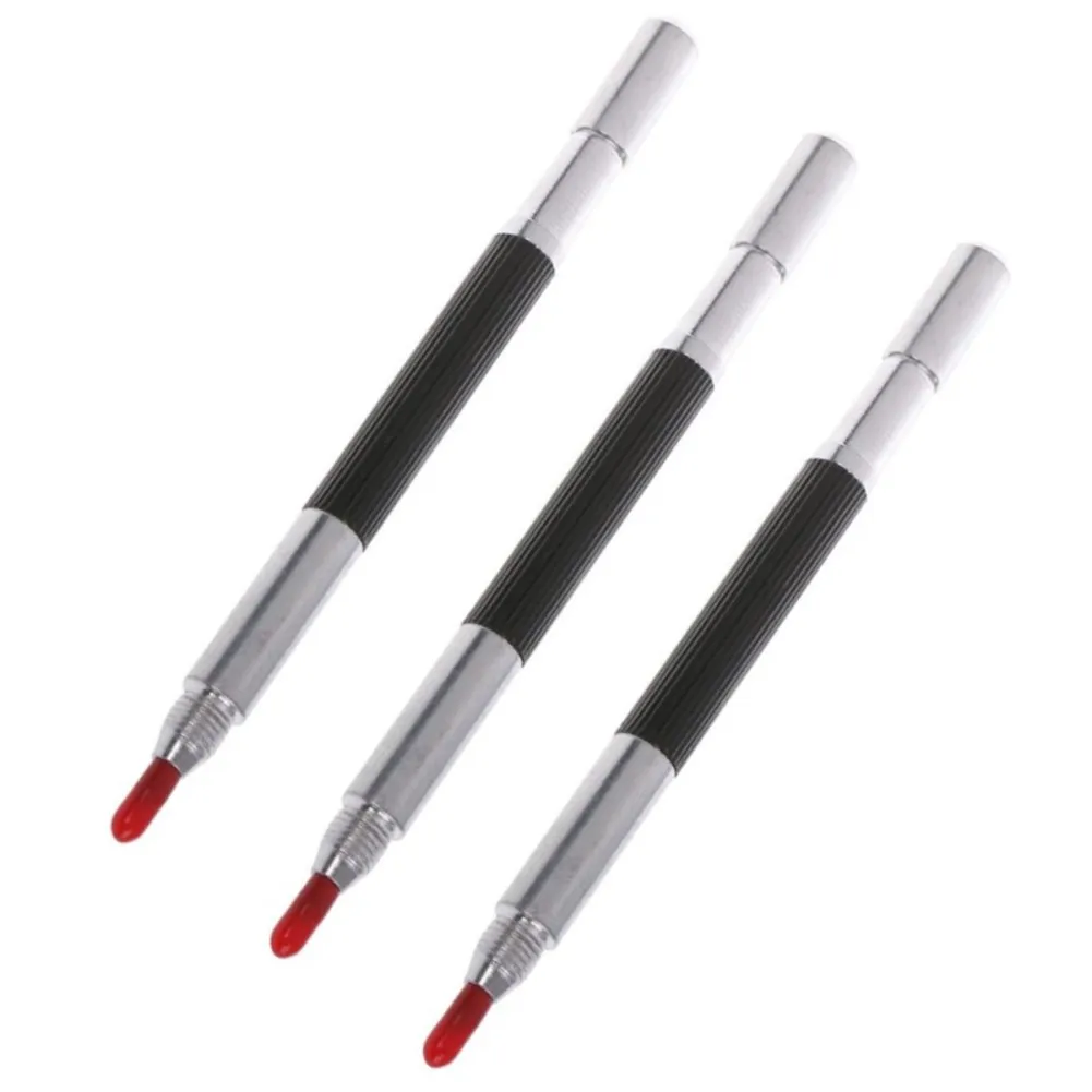 Aço inoxidável Carbide Double Ended Scribe Marker, Pen Scriber, Dica Aço, Black Scriber, 3Pcs Set