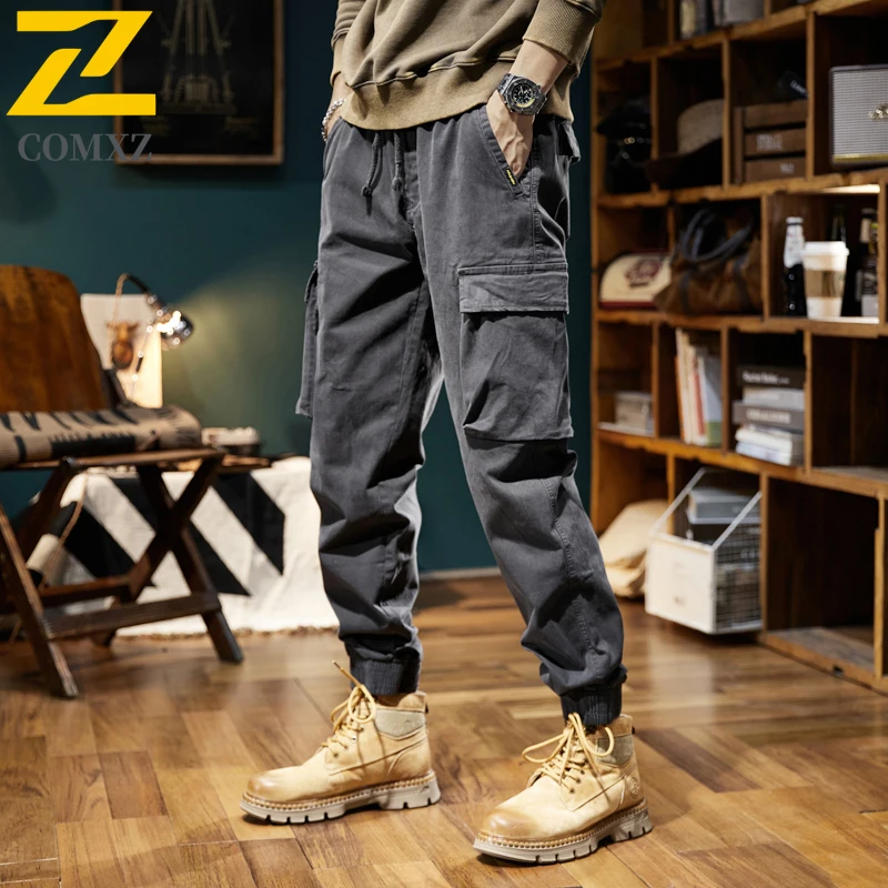 Moda calças de carga dos homens novo retro urbano funcional relaxado ajuste casual moletom acampamento ao ar livre respirável calças de declaração