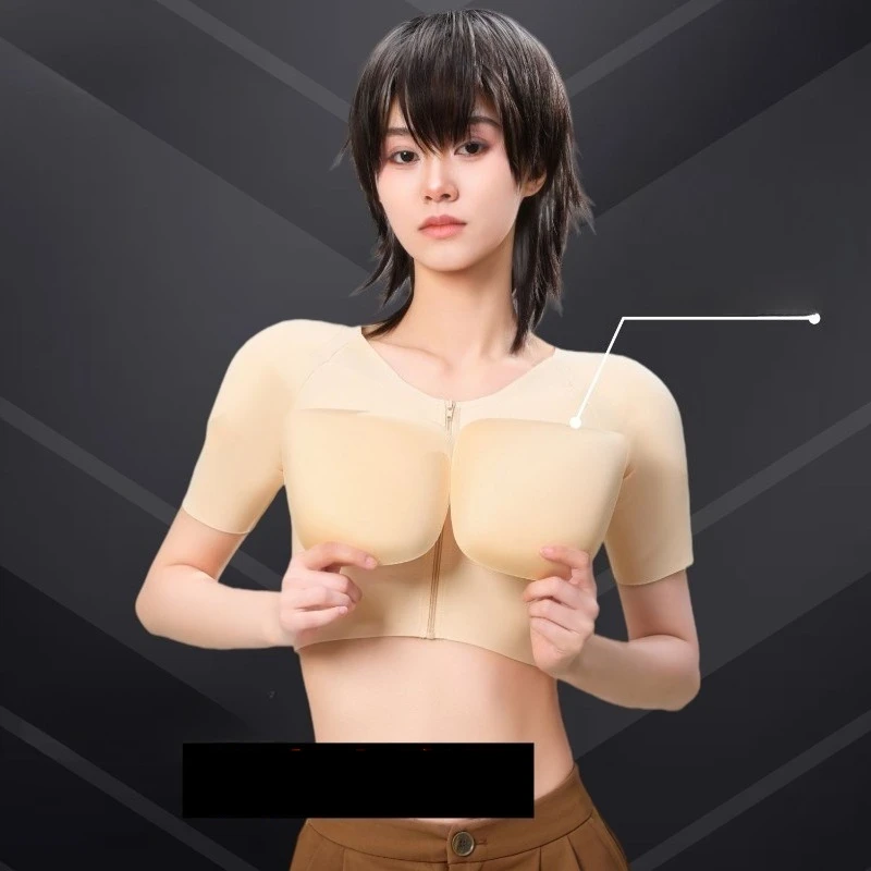 Man Woman Cosplay Chest Muscle Shoulder T-Shirts Sponge Muscle Pads Costume for Anime Body Shapers ABS Seamless Tank Tops