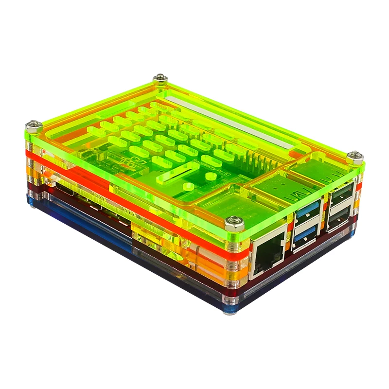 Raspberry Pi 5 Acrylic Case 9 Layer Colorful Shell Protection Box Optional Cooling Fan Active Cooler Heatsink for Raspberry Pi 5