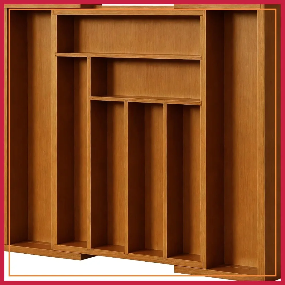 

Expandable Bamboo Drawer Organizer for Utensils, Cutlery, Flatware, Knives - Adjustable Kitchen, Bedroom, Living Room Storage