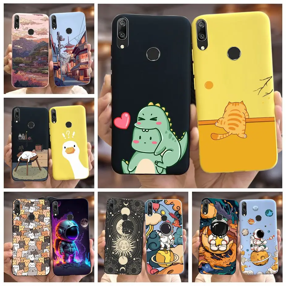 For Huawei Y7 2019 Case DUB-LX1 Cute Fashion Cartoon Cover Soft Silicone Phone Case For Huawei Y7 Pro 2019 Y 7 Prime 2019 Bumper