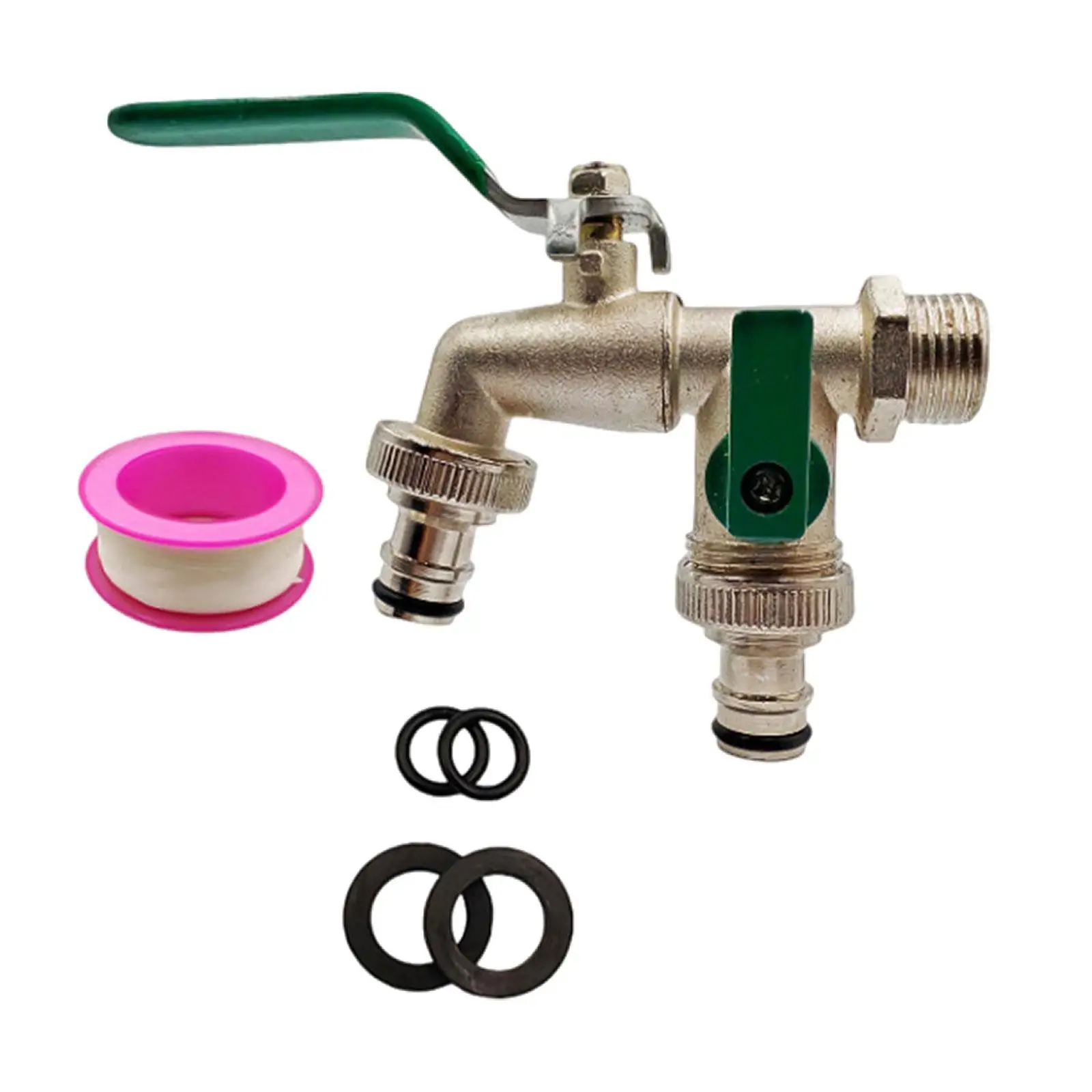 Garden Hose Splitter 2 Way Faucet Splitter Hose Adapter Brass with Double Outlet Hose Connector Heavy Duty Garden Water Faucet
