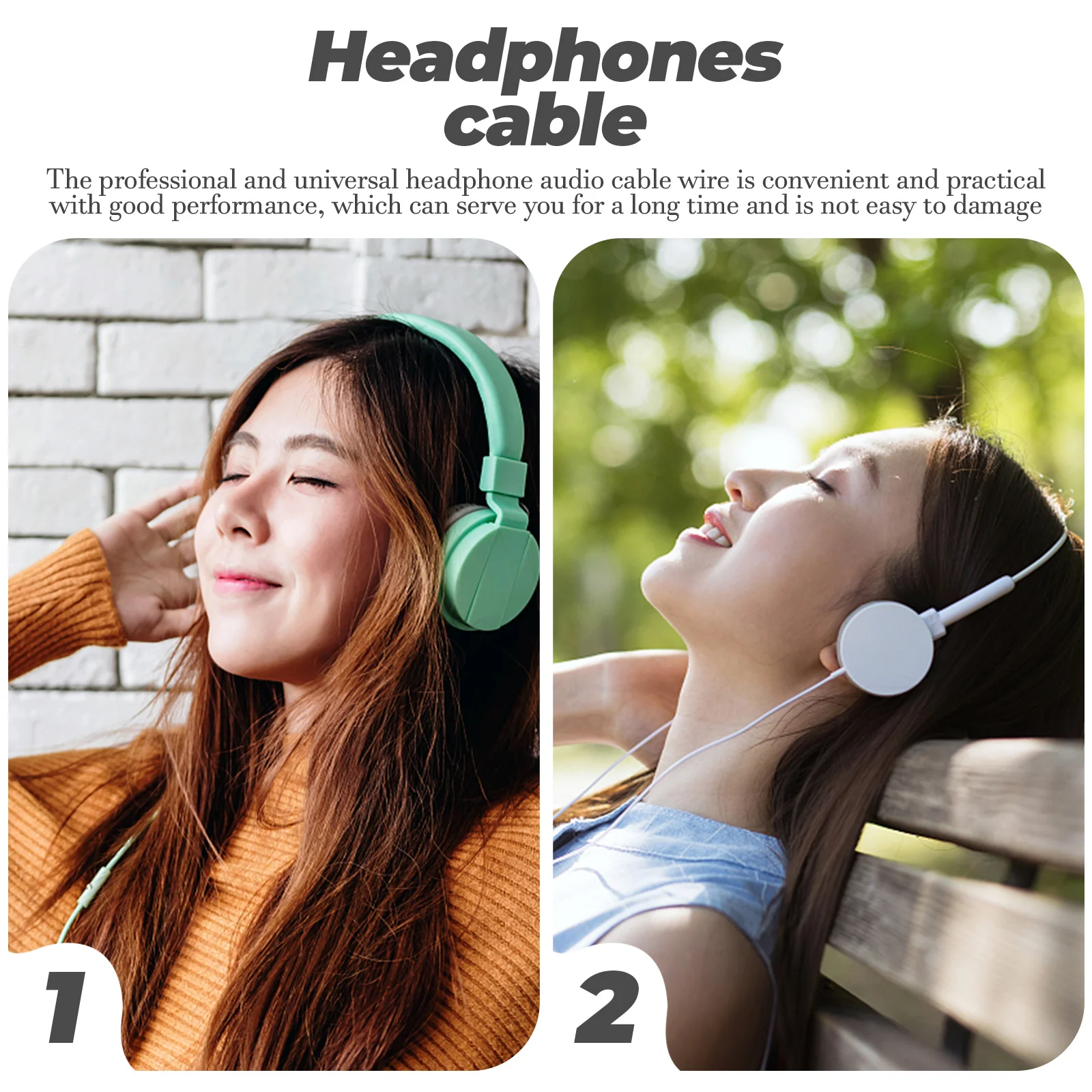 

Headphone Cable Long Cord Soft Gel Metal Durable Easy Store Selected Materials Professional