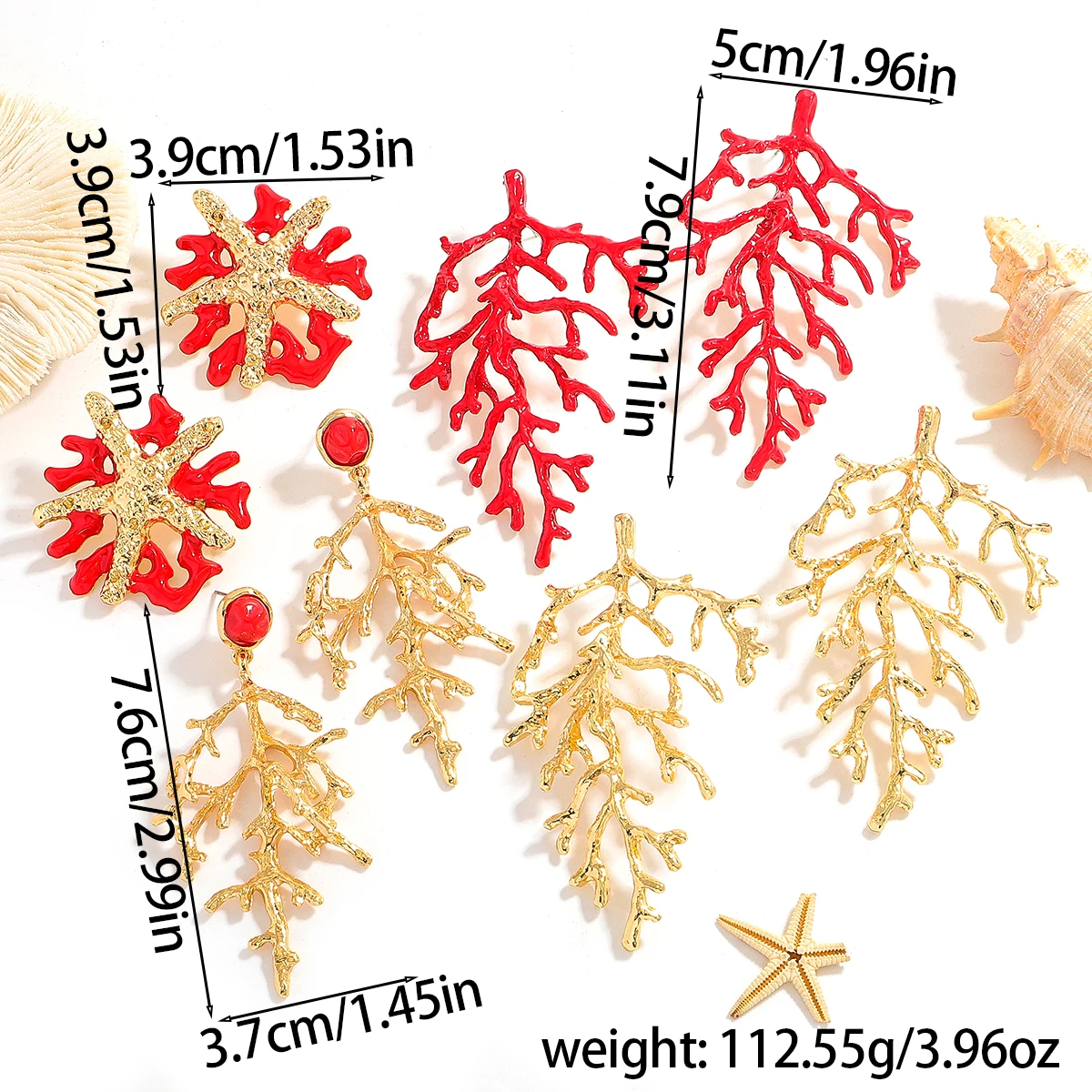 البوهيمي نجم البحر المرجان أقراط للنساء الصيف المحيط نمط قطرة الزيت سبيكة مجوهرات حفل زفاف العروس إكسسوارات جذابة هدية #6