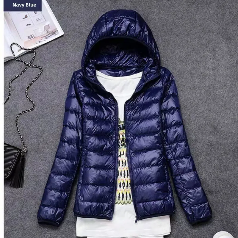 

New Lightweight Thin down Cotton Jaet Large Size Women's Hooded Casual Warm inside And outside Wear oulder Faion Sle