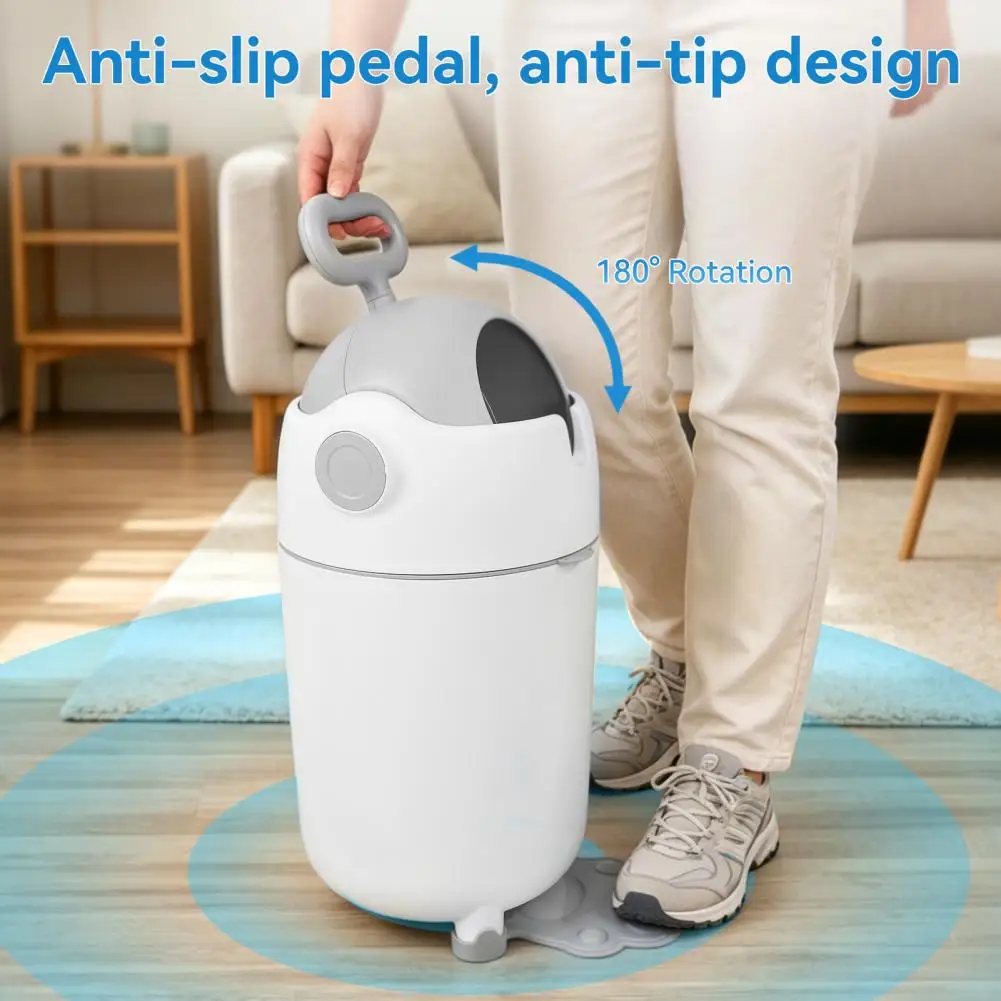 12L Nursery Diaper Pail with Child-Safe Lock, Cartoon Design Diaper Garbage Can for Bedroom Bathroom Living Room Use