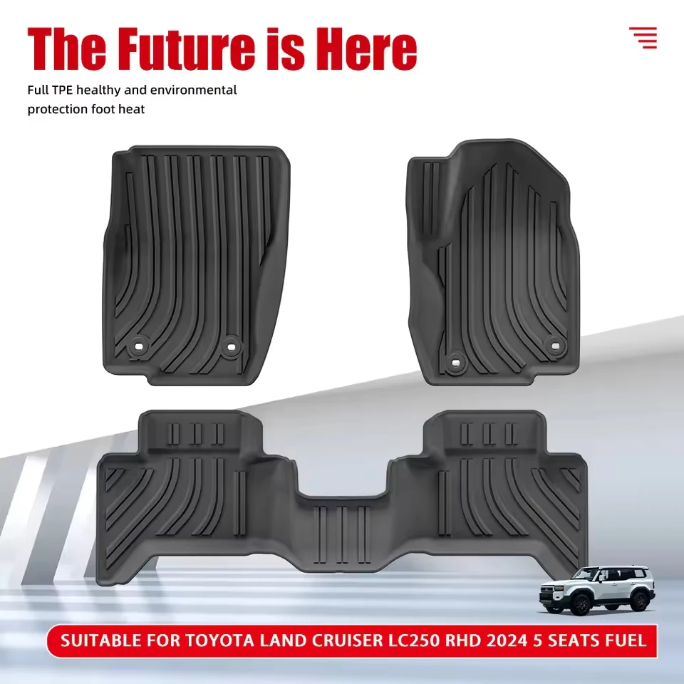 

For 2024 Toyota Land Cruiser Prado LC250 TPE Floor Mats All Weather Waterproof Anti-Slip Rear Trunk Cargo Liner Anti Dirty Pads