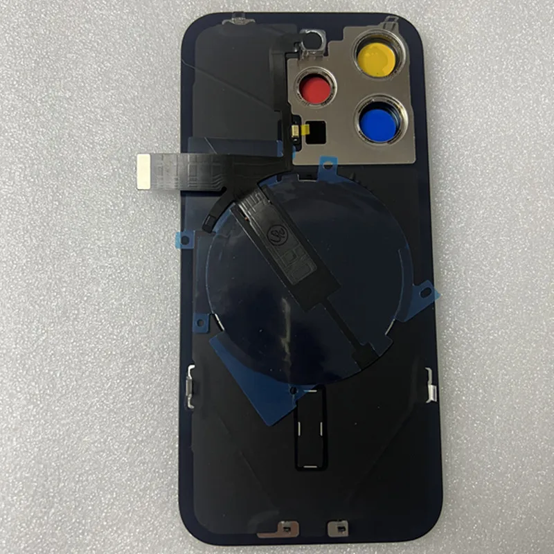 Tylna szklana obudowa do iPhone\'a 15 Pro Max 15 Plus Obudowa tylnych drzwi z bezprzewodowym kablem elastycznym Wymiana metalowej płyty