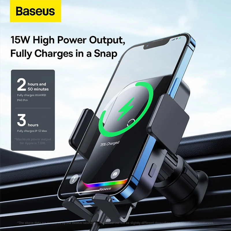 Baseus Qi 15W Wireless Car Phone Charger Holder Mount Bracket Fast Charging Holder For Samsung iPhone Car Phone Holder Mount