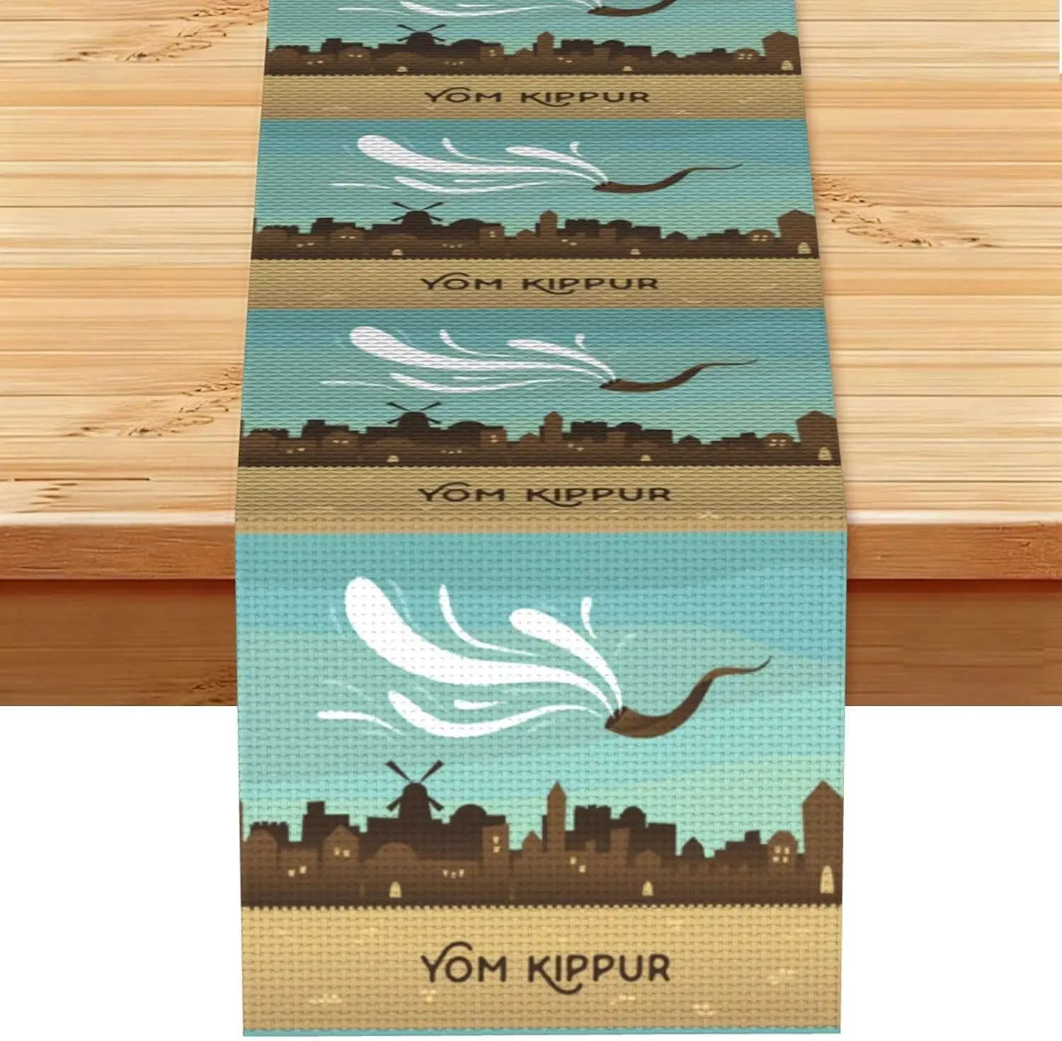 Yom Kippur Linen Table Runner Jewish Holiday Table Decor Reusable Farmhouse Kitchen Dining Table Runner Yom Kippur Decorations