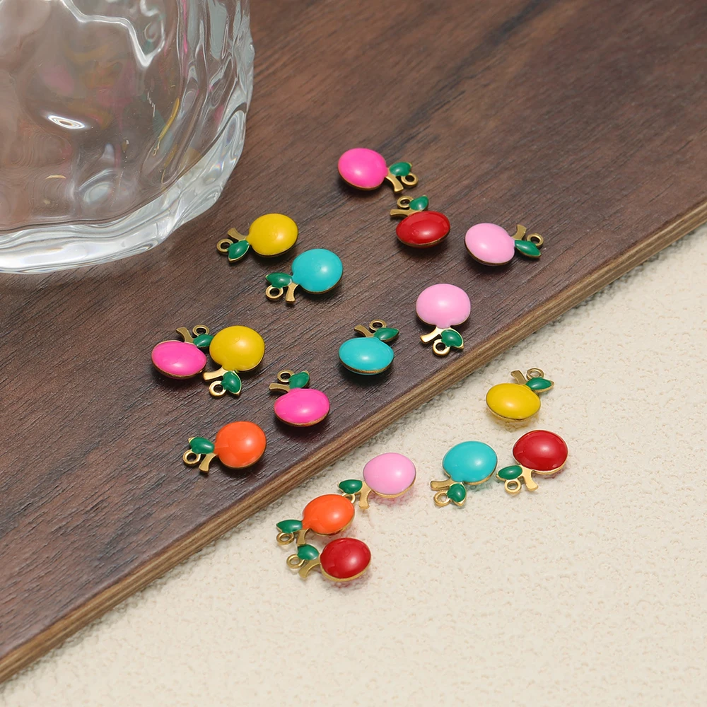 20 قطعة 304 الفولاذ المقاوم للصدأ المينا أبل سحر الفاكهة المعلقات DIY بها بنفسك لطيف النتائج مجوهرات القلائد أقراط صنع بالجملة