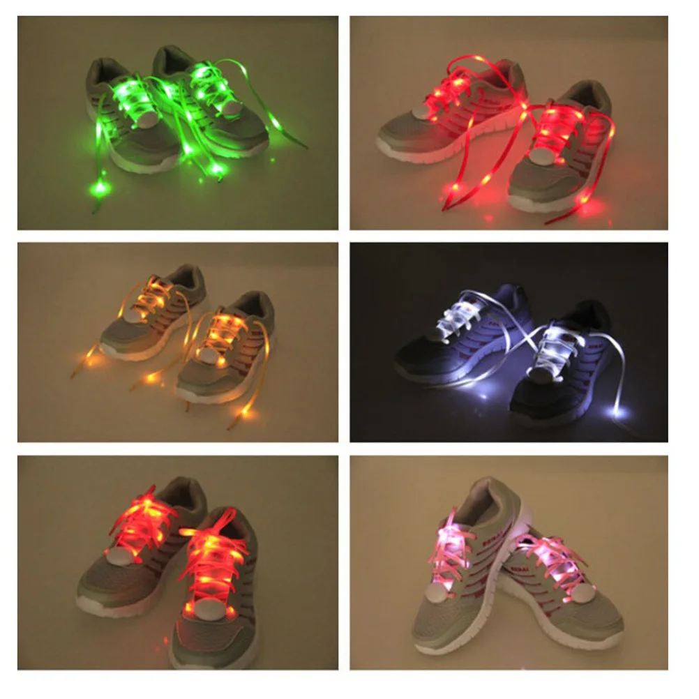 

1Pair LED Shoelaces Flashing 10LED Beads 4 Modes Night Visibility Party Dancing Hiking Running Light Up Luminous Yellow