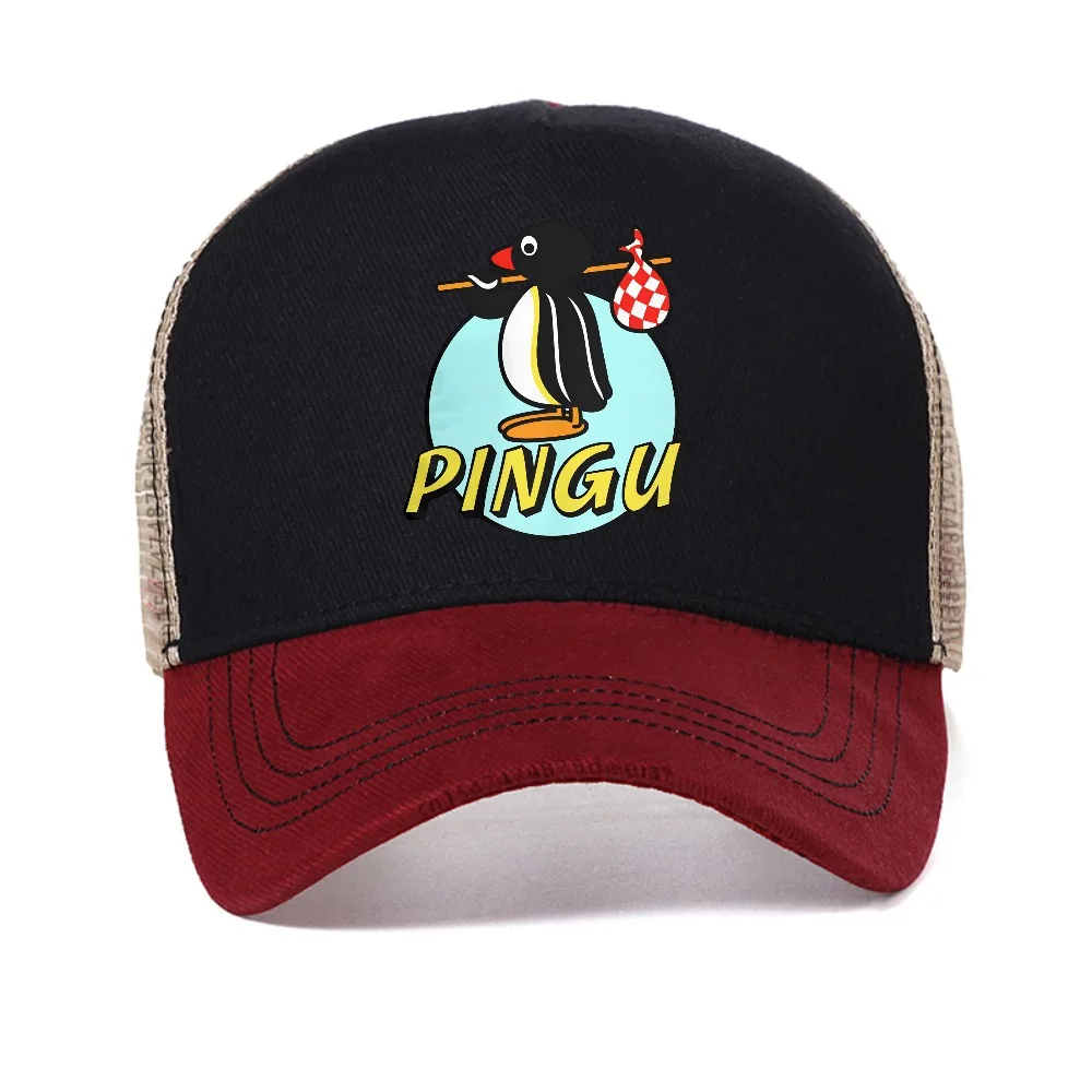 

Men Penguin NUT Pingu baseball cap Series Cartoon Meme Kids 80s 90s Retro Cute Funny caps mesh trucker hat summer sun hats