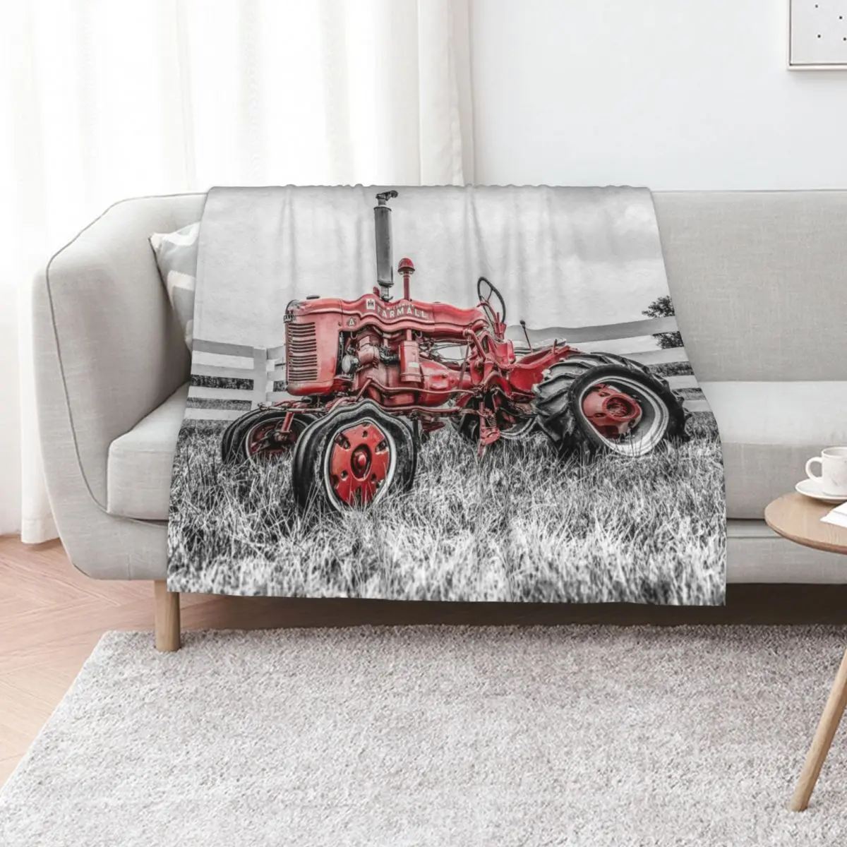 A Tractor Color Isolation Throw Blanket sofa bed Winter beds manga Flannel Fabric Single Soft Beds Blankets