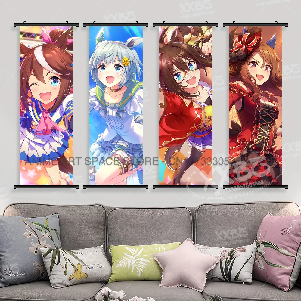 Kawaii Anime Umamusume: Pretty Derby Wandkunst Leinwand Schriftrollen Bild Poster Hängende Malerei Druck Heimdekoration für Zimmerwandbild – Detail 3