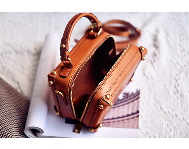 Fashion designer handmade natural genuine leather women\'s handbag casual luxury real cowhide ladies party shoulder crossbody bag