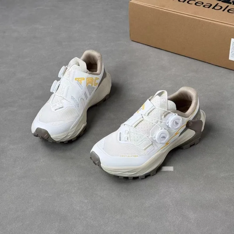 

Новые классические брендовые треккинговые кроссовки для мужчин с толстой подошвой, спортивная обувь для активного отдыха, мужские кроссовки для бега по пересеченной местности с вращающейся застежкой.