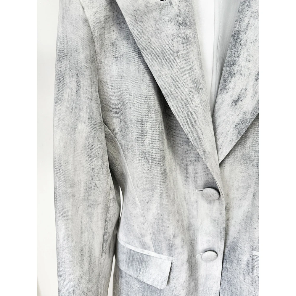 HIGH STREET Newest Fashion 2025 Designer Suit Set Women's Dye Printed Slim Fitting Blazer Flare Pants Sets 2 PCS suits for woman