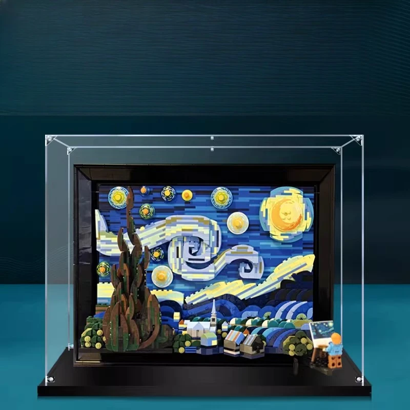 

Подходит для LEGO 21333 «Звездная ночь» Ван Гога, акриловая витрина для картины маслом, 40x15x35 см, без игрушек.