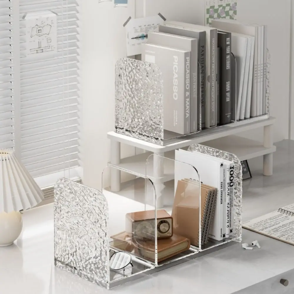 Transparent Bookends Stand Bookshelf Desktop Decorative Storage Rack Bookend Book Holder School Stationery