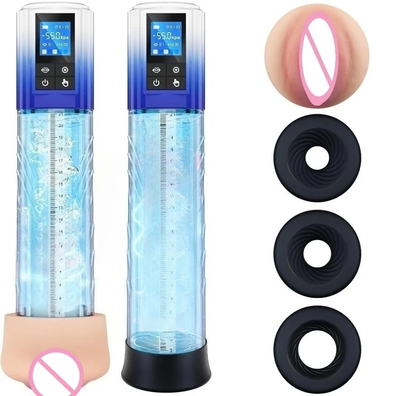 LCD Electric Penis Pump Sex Toys for Men Penis Enlargement Erection Desensitization Training Male Masturbator Adult Goods