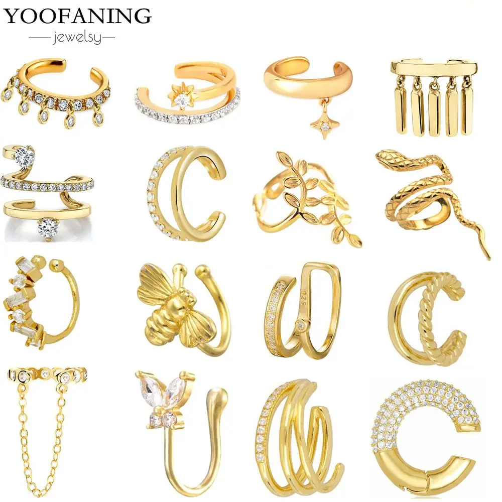 1PC 2025 Fashion Hot Selling Hot Selling Crystal Women's Ear Clip Retro 24k Gold Irregular Earrings Exquisite Jewelry Gift Party
