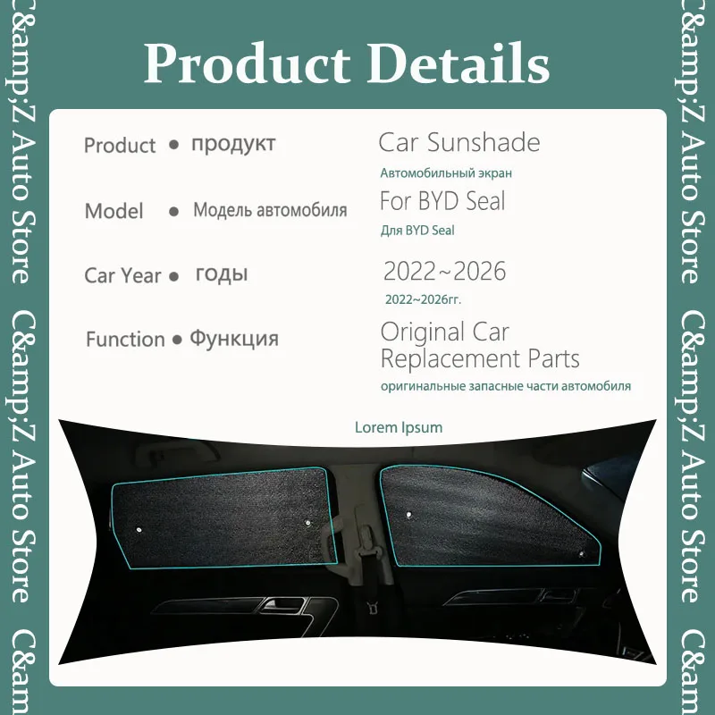 Car Sun Visor For BYD Seal EK 2022 2023 2024 2025 2026 Anti-UV Shields Side Window Sunshade Windshield Coverage Auto Accessoires