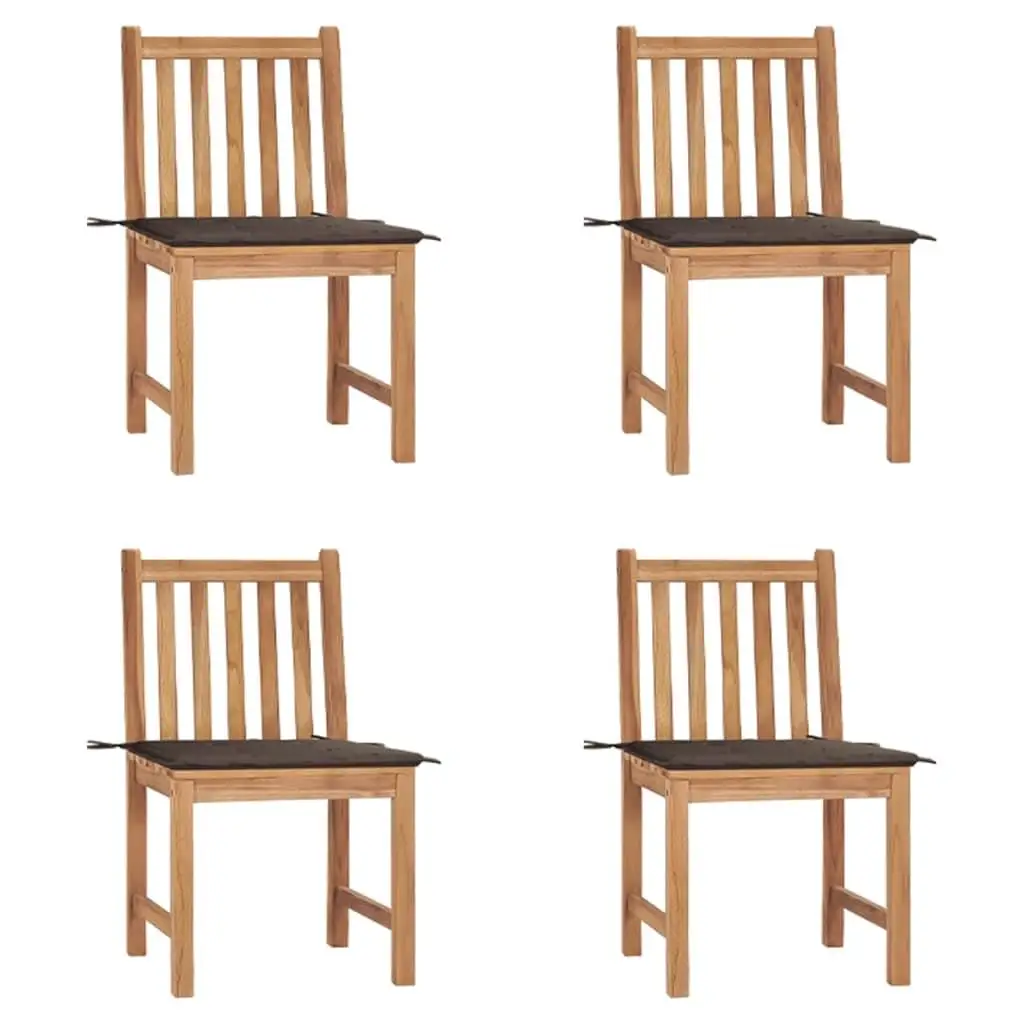 

Natural Teak Patio Chair Set of 4 Durable Outdoor Seating with Polyester Cushions Stylish Garden Furniture