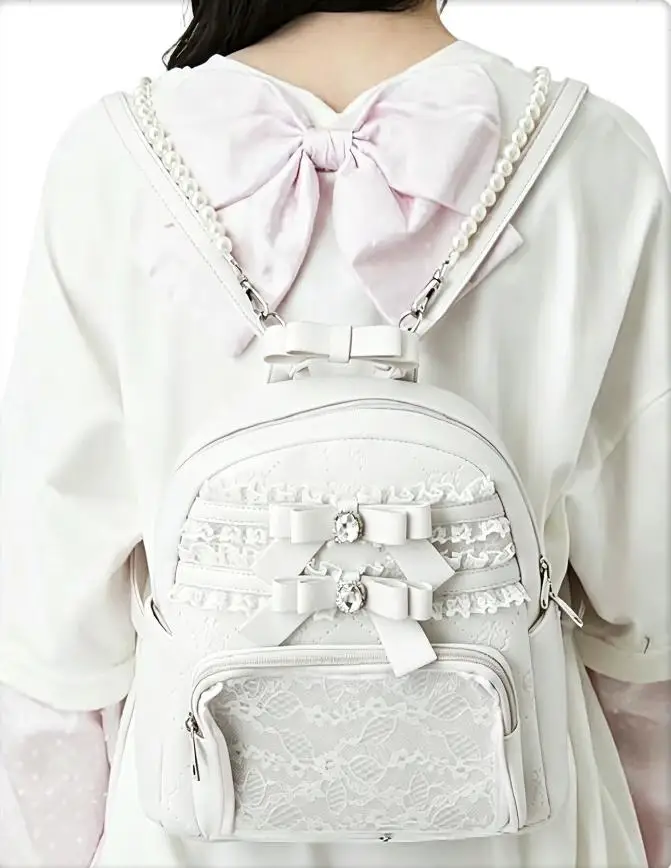 Japanese Original Bud Lace Rhinestone Sweet Lolita Lta Bag for Girl Heart Chasing Star Baby Bag Academy Style Backpack Woman