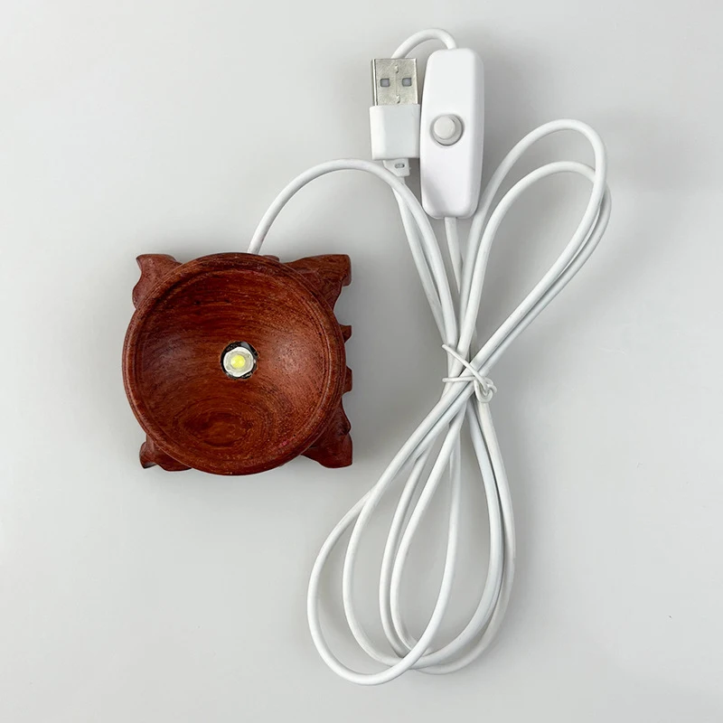 حامل مصباح خشبي على شكل فرع حمضي مع قاعدة LED مضيئة، رائع لفن الكرة الكريستالية والزجاجية