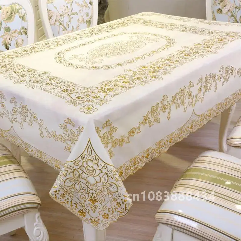 Nappe De Table PVC Plastic Lace Waterproof Tablecloth OLilcloth Anti-Skidding Scalding Wash-Free Dustproof Cover Tea Cart