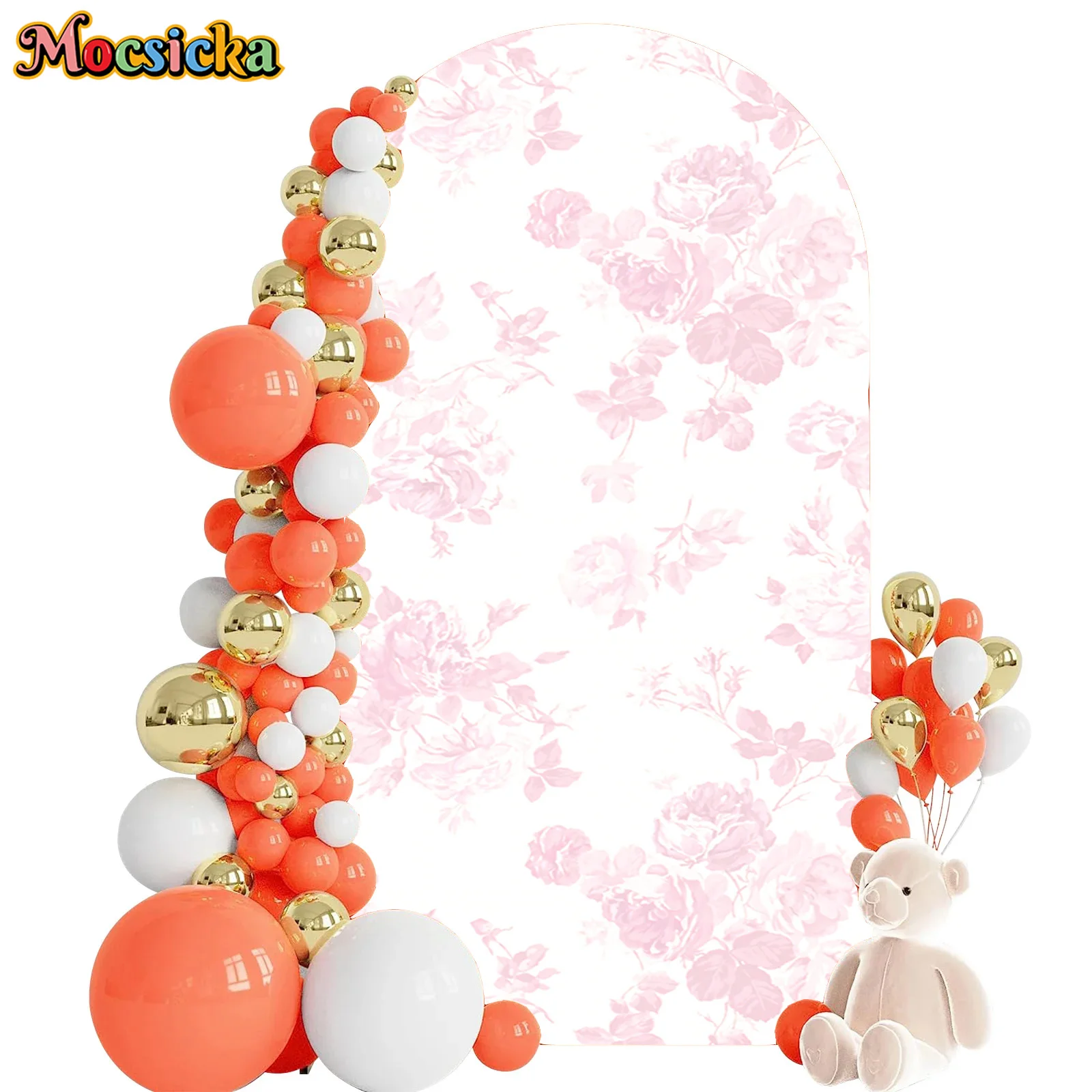 Mocsicka 2-Sided Arch Cover Pink Now Ribbon Decoration Backdrop Baby Shower Arch Wall Kids Birthday Party Photo Banner Props