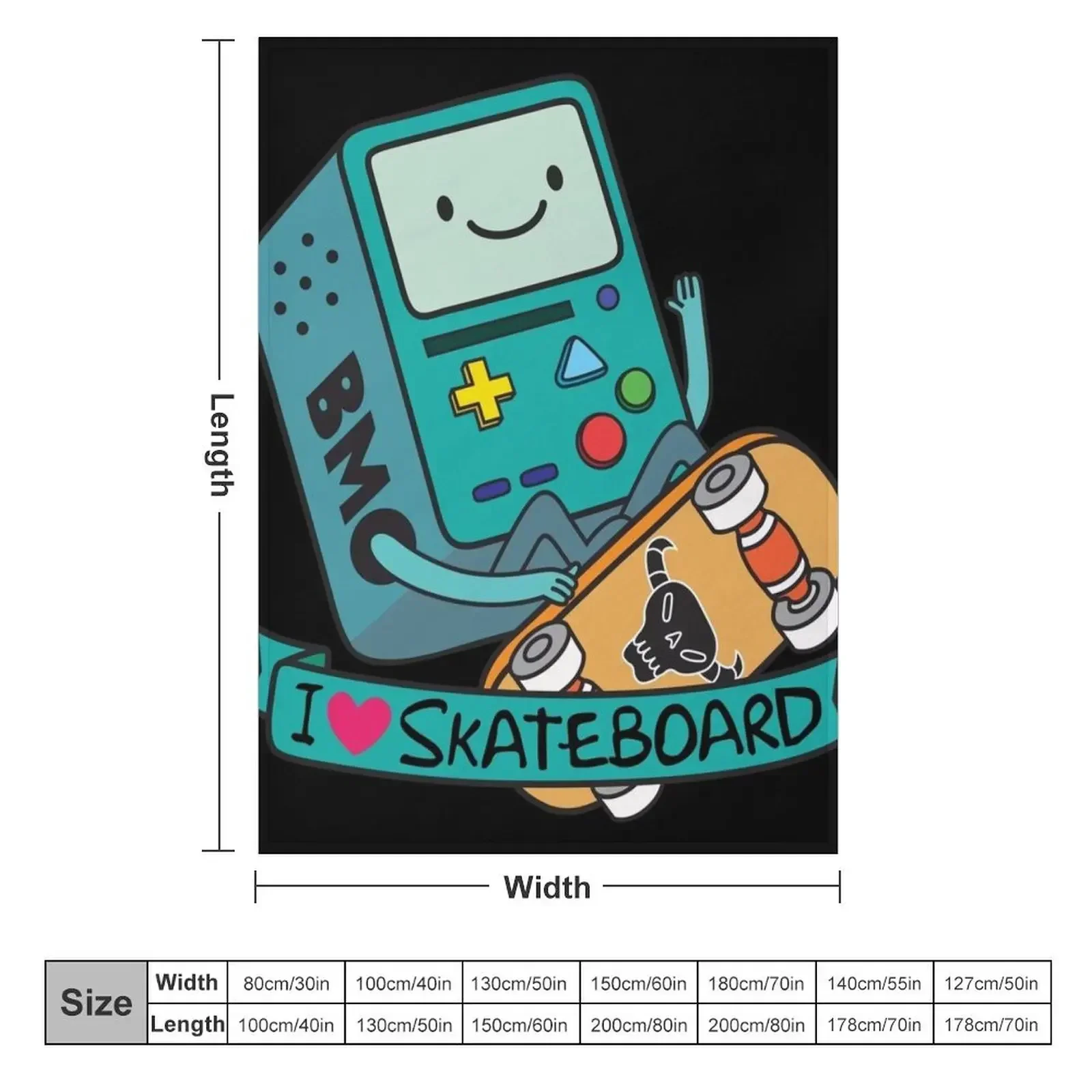 BMO Skateboard Throw Blanket Flannels valentine gift ideas Blankets