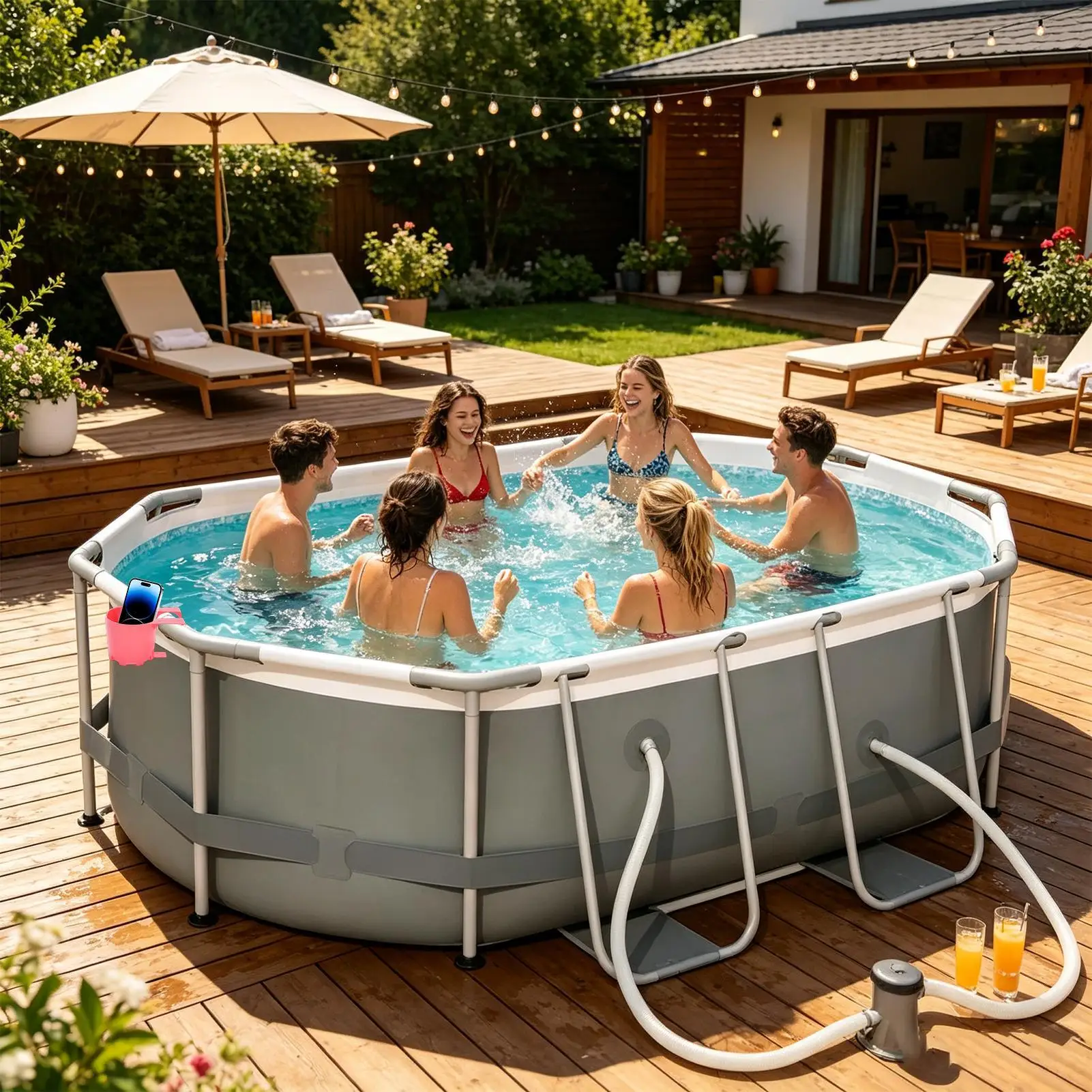 Pool Cup Holders 4 Pieces Leakproof Clip On Stable Poolside Rack Over Ground Pool Accessories For Sunglasses Sunscreen Beer