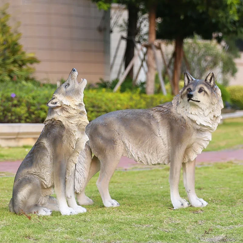 Custom Life Size Animal Craft Statue Garden Decoration Ornament Fiberglass Resin Glowing Wolf Sculpture